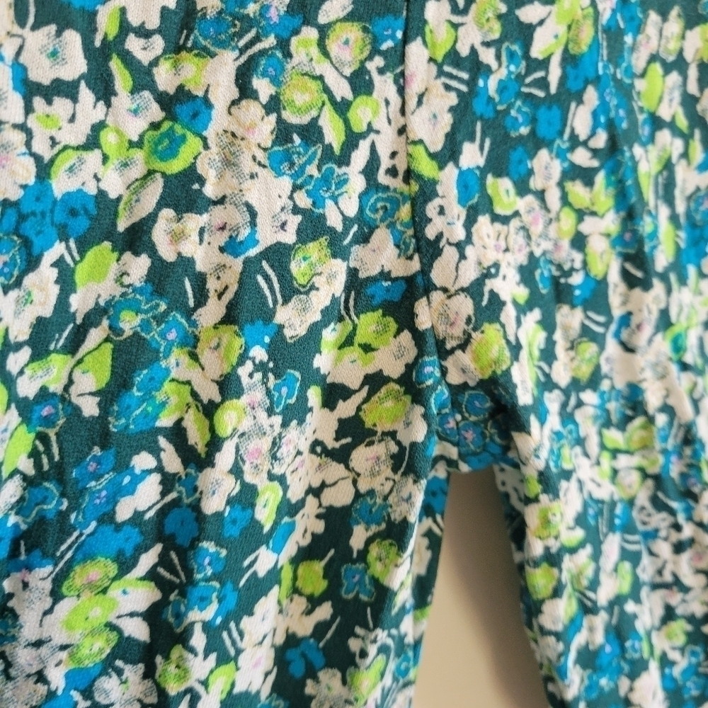 BP. Mini Dress Floral Blue Green Lightweight Long Sleeve Small S - Picture 7 of 9